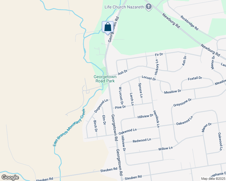 map of restaurants, bars, coffee shops, grocery stores, and more near 464 Georgetown Road in Nazareth