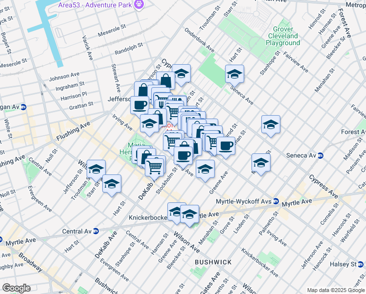 map of restaurants, bars, coffee shops, grocery stores, and more near in Brooklyn