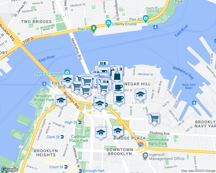 map of restaurants, bars, coffee shops, grocery stores, and more near 6062 John Street in Brooklyn