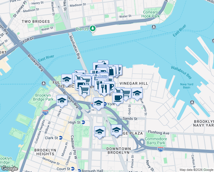 map of restaurants, bars, coffee shops, grocery stores, and more near 6062 John Street in Brooklyn