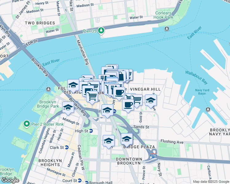 map of restaurants, bars, coffee shops, grocery stores, and more near 6062 John Street in Brooklyn
