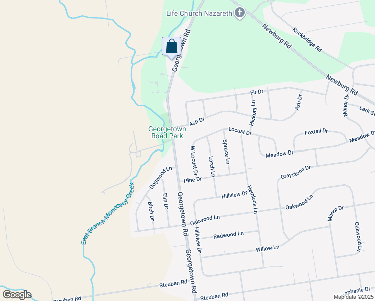 map of restaurants, bars, coffee shops, grocery stores, and more near 463 West Locust Drive in Nazareth