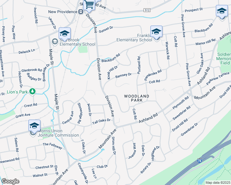 map of restaurants, bars, coffee shops, grocery stores, and more near 11 Kings Hill Court in Summit