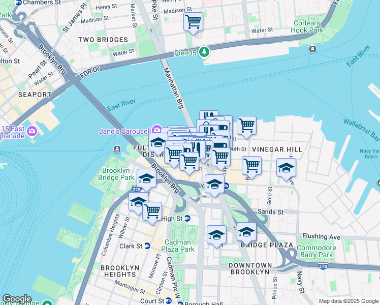 map of restaurants, bars, coffee shops, grocery stores, and more near in Brooklyn