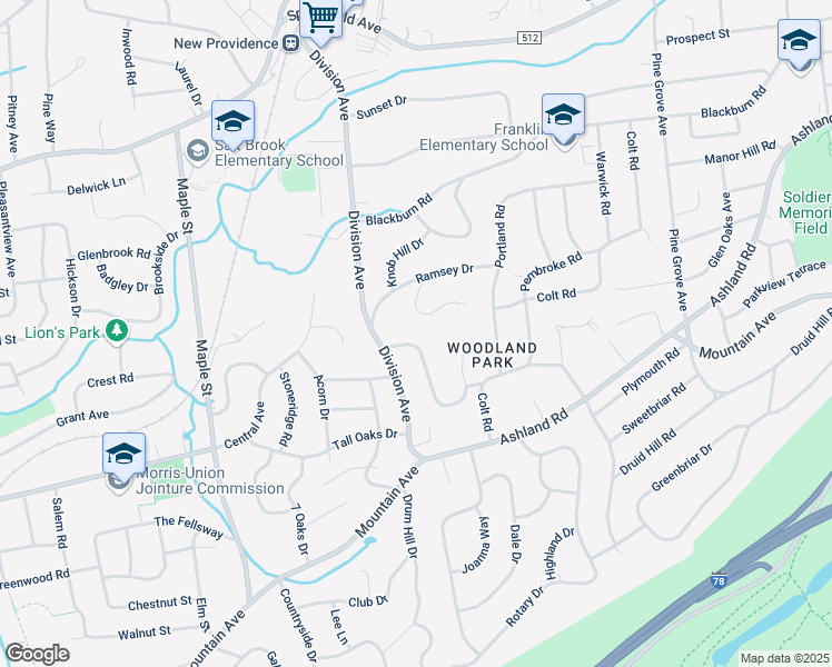 map of restaurants, bars, coffee shops, grocery stores, and more near 11 Kings Hill Court in Summit