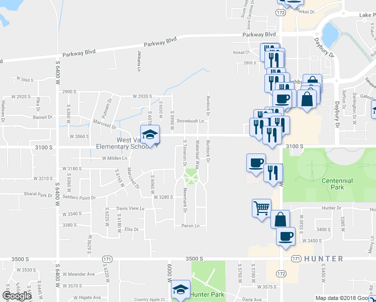 map of restaurants, bars, coffee shops, grocery stores, and more near 3117 5940 West in Salt Lake City