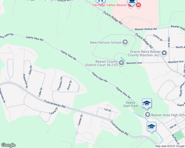 map of restaurants, bars, coffee shops, grocery stores, and more near 875 Gypsy Glen Road in Beaver