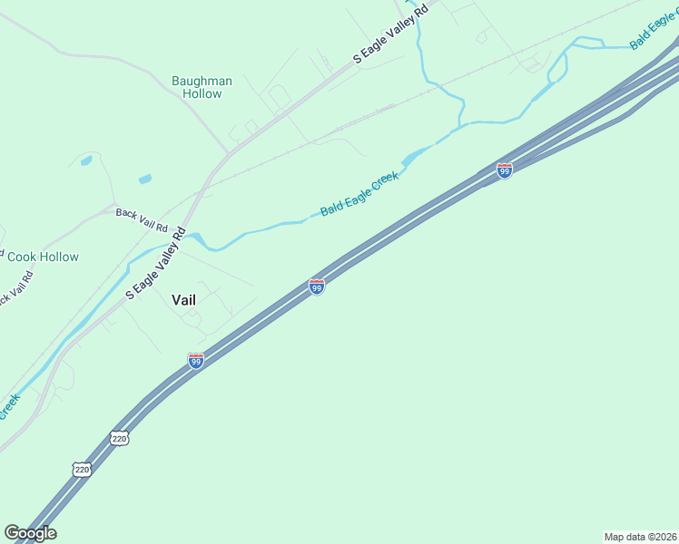 map of restaurants, bars, coffee shops, grocery stores, and more near Route 220 Highway in Tyrone