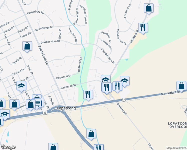 map of restaurants, bars, coffee shops, grocery stores, and more near 204 Horseshoe Court in Phillipsburg