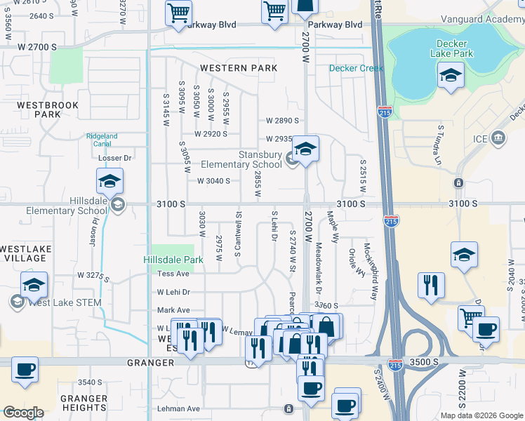 map of restaurants, bars, coffee shops, grocery stores, and more near in West Valley City