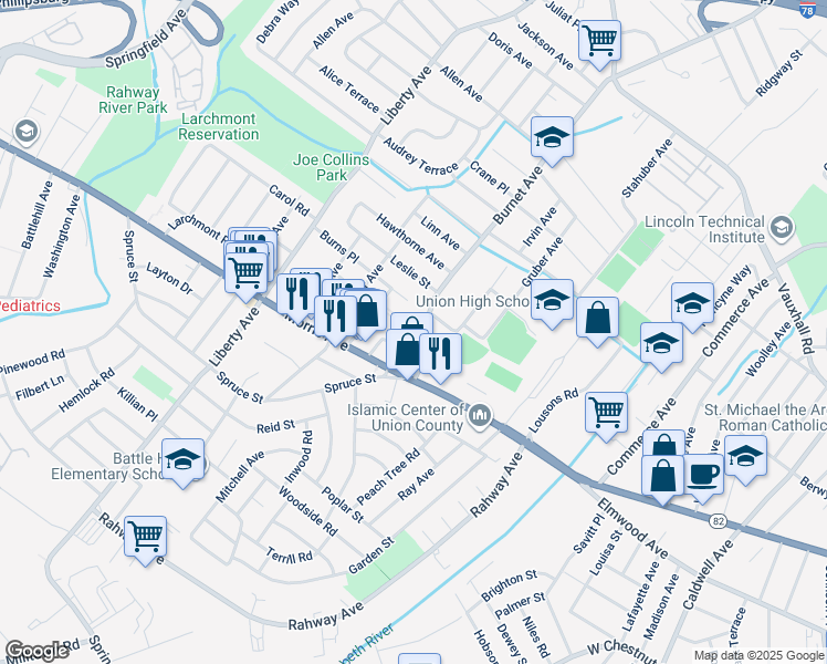 map of restaurants, bars, coffee shops, grocery stores, and more near 1052 Burnet Avenue in Union