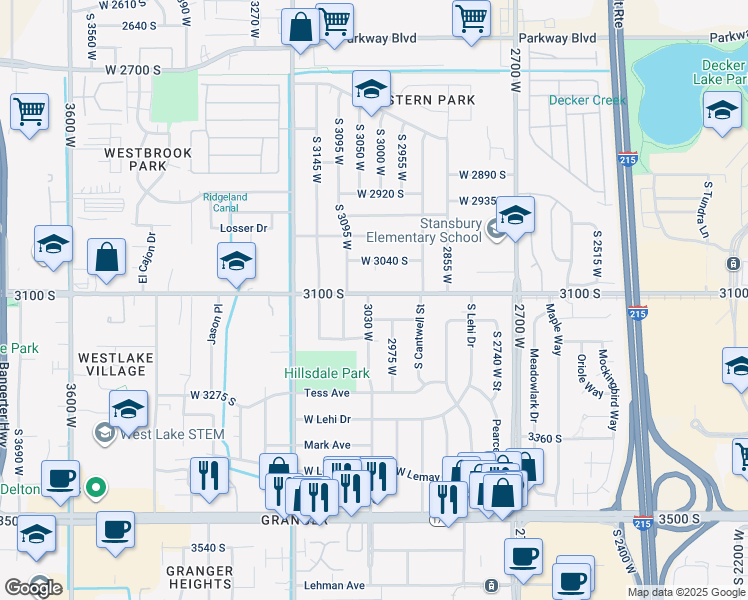 map of restaurants, bars, coffee shops, grocery stores, and more near 3111 Beaver Street in West Valley City