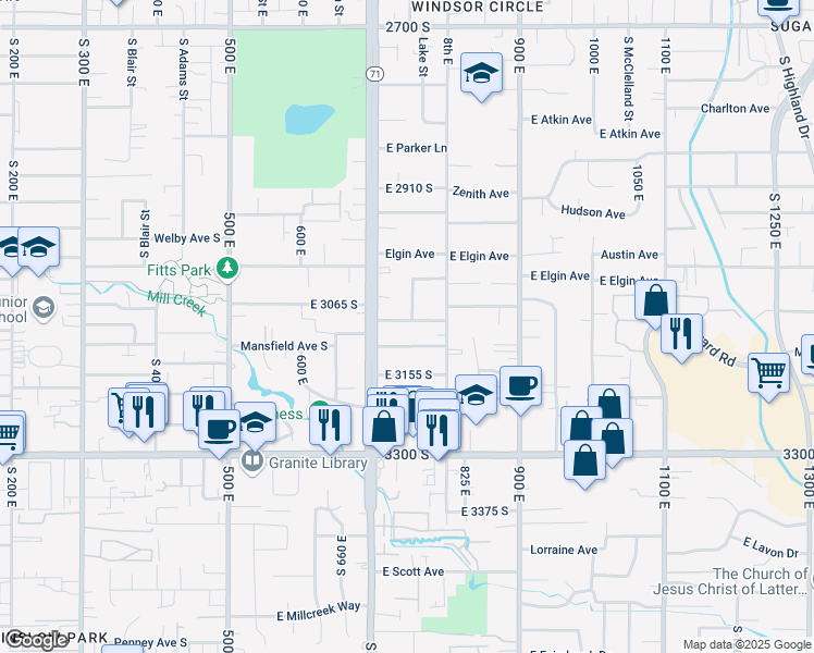 map of restaurants, bars, coffee shops, grocery stores, and more near 740 East Barrows Avenue in Salt Lake City
