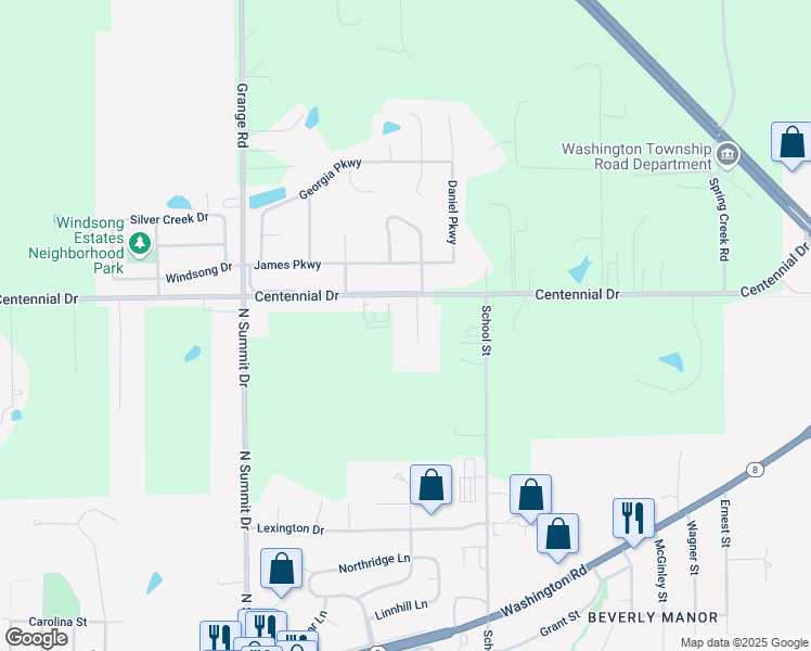 map of restaurants, bars, coffee shops, grocery stores, and more near 102 Thomas Court in Washington