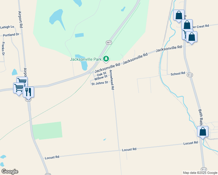 map of restaurants, bars, coffee shops, grocery stores, and more near 7415 Arrowhead Road in Bath