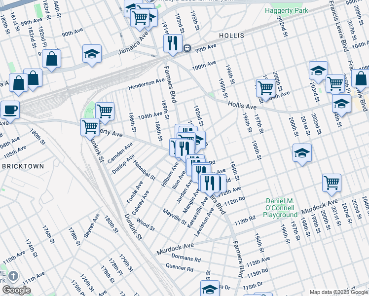 map of restaurants, bars, coffee shops, grocery stores, and more near in Queens
