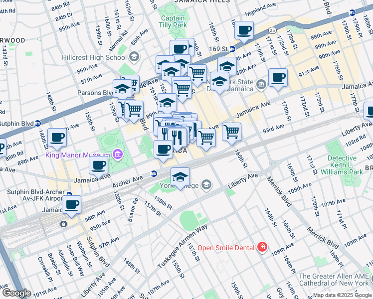 map of restaurants, bars, coffee shops, grocery stores, and more near in Queens