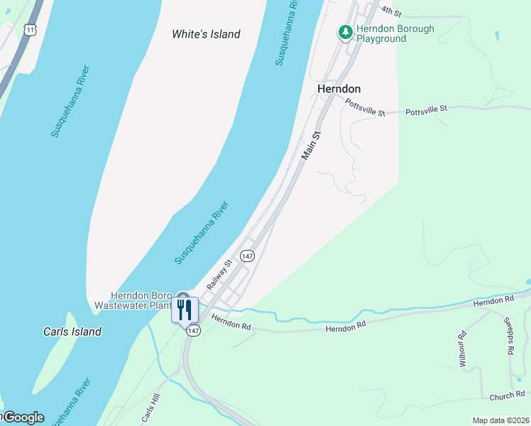 map of restaurants, bars, coffee shops, grocery stores, and more near Railway St in Herndon