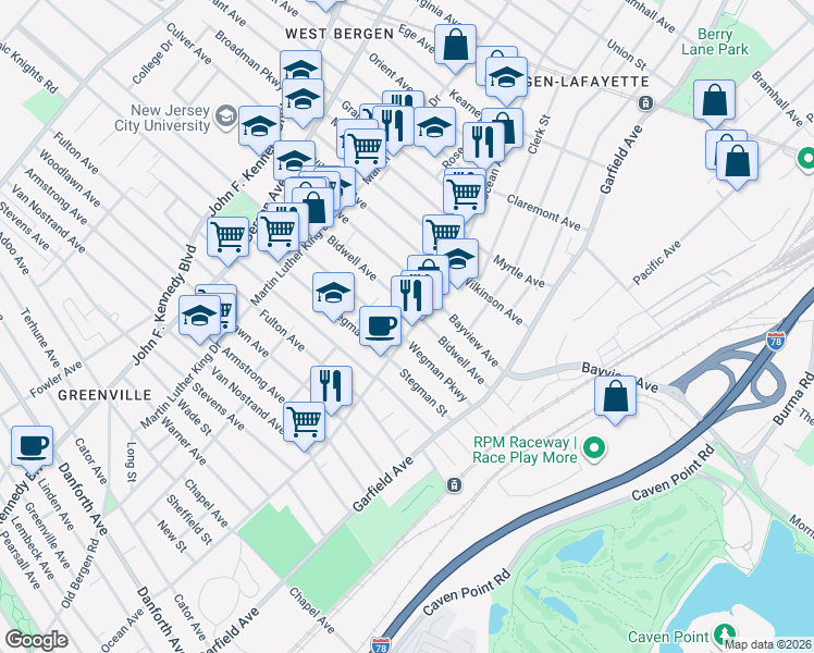 map of restaurants, bars, coffee shops, grocery stores, and more near 509 Ocean Avenue in Jersey City