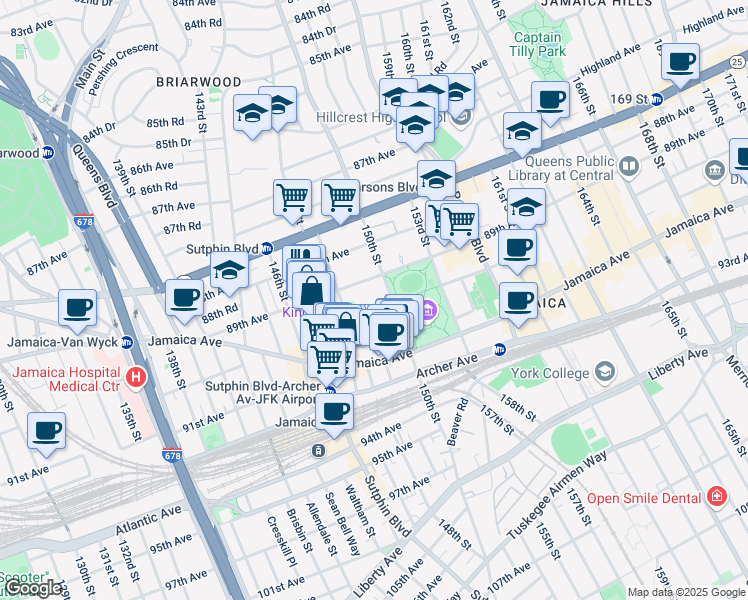 map of restaurants, bars, coffee shops, grocery stores, and more near in Queens