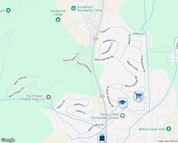 map of restaurants, bars, coffee shops, grocery stores, and more near 5100 Cove Canyon Drive in Park City