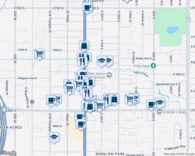 map of restaurants, bars, coffee shops, grocery stores, and more near 156 East Le Banke Avenue in Salt Lake City