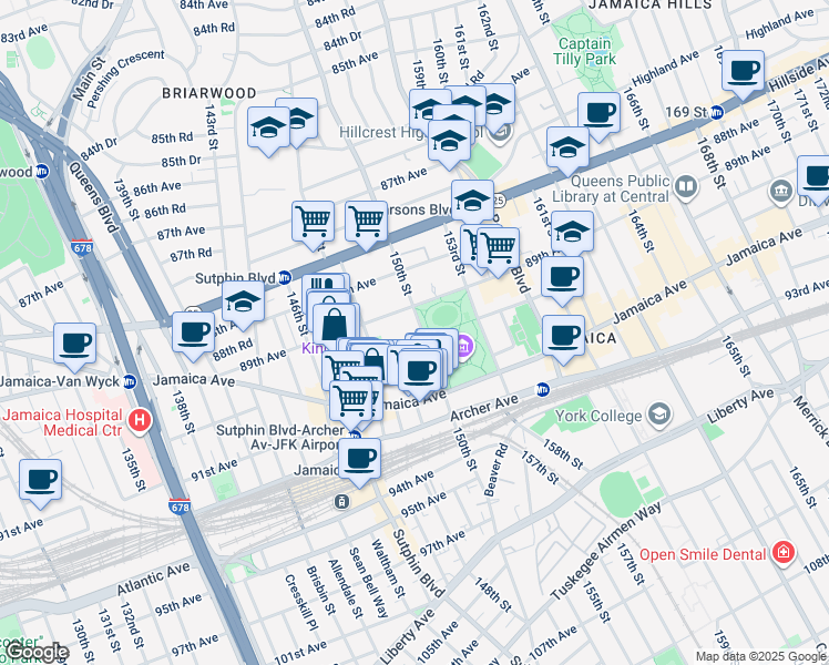 map of restaurants, bars, coffee shops, grocery stores, and more near in Queens