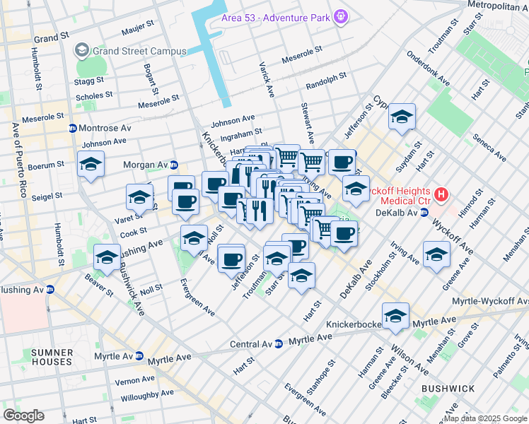 map of restaurants, bars, coffee shops, grocery stores, and more near in Brooklyn