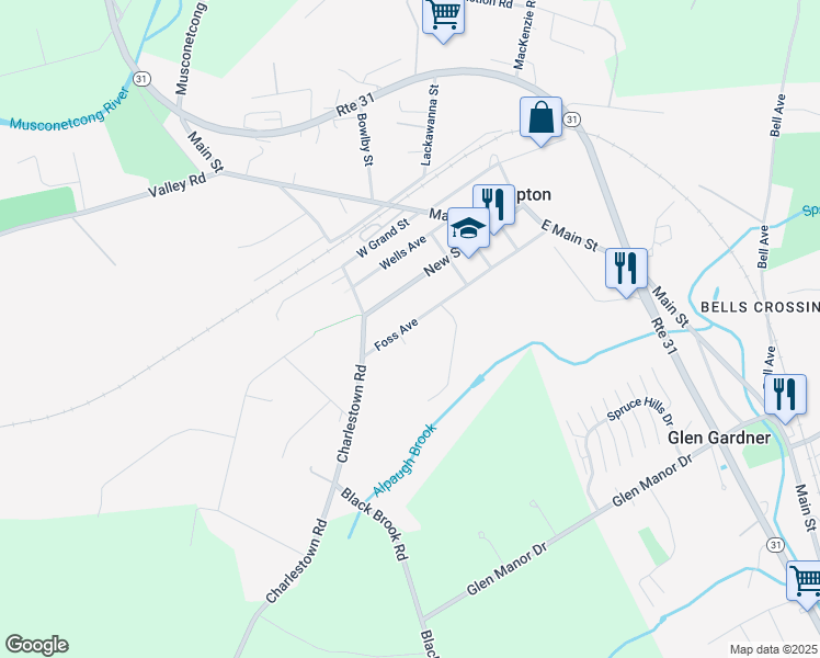 map of restaurants, bars, coffee shops, grocery stores, and more near 52 Foss Avenue in Hampton