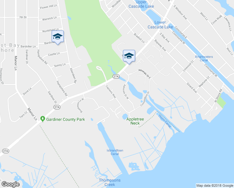 map of restaurants, bars, coffee shops, grocery stores, and more near 188 Captains Way in Bay Shore