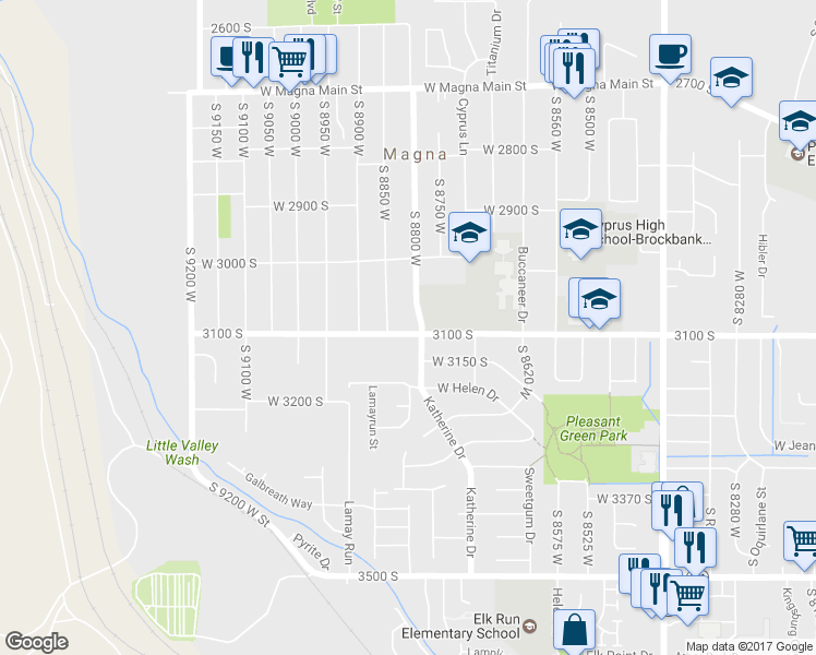 map of restaurants, bars, coffee shops, grocery stores, and more near 8812 West 3100 South in Magna