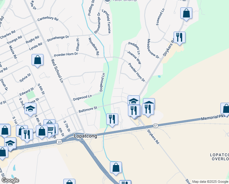 map of restaurants, bars, coffee shops, grocery stores, and more near 204 Horseshoe Court in Phillipsburg