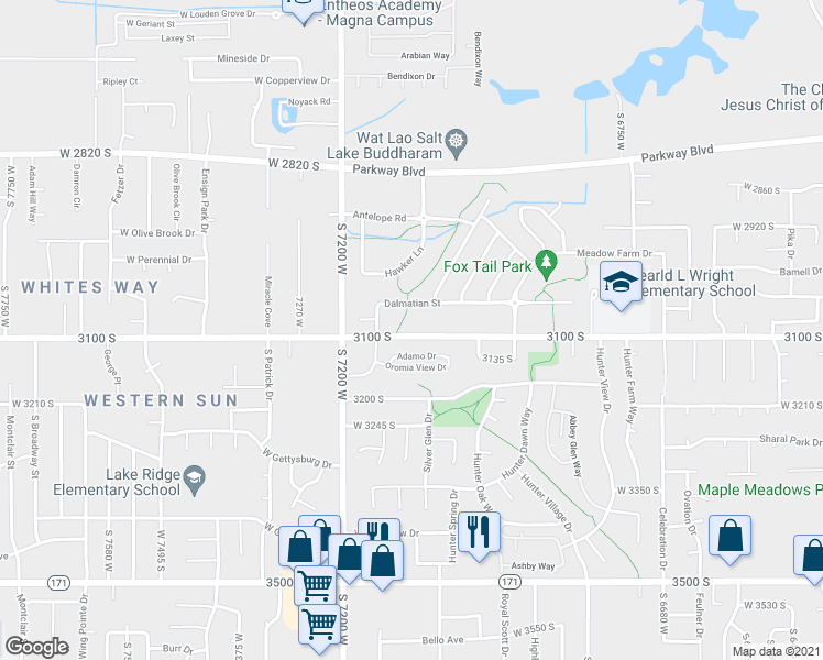 map of restaurants, bars, coffee shops, grocery stores, and more near 7094 West 3100 South in West Valley City