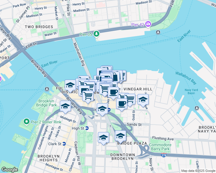 map of restaurants, bars, coffee shops, grocery stores, and more near 6062 John Street in Brooklyn