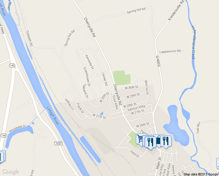 map of restaurants, bars, coffee shops, grocery stores, and more near 3045 Center Road in Northampton