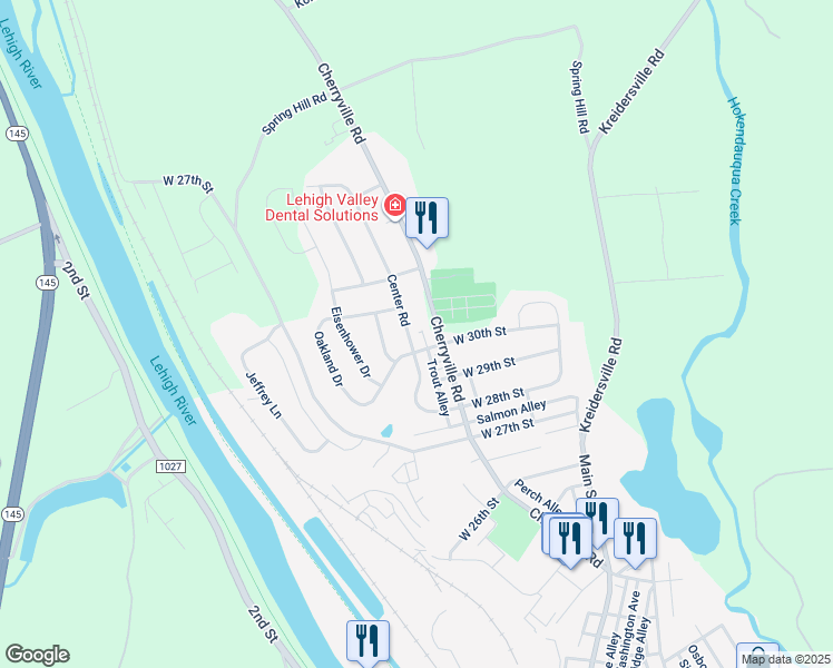 map of restaurants, bars, coffee shops, grocery stores, and more near 3045 Center Road in Northampton