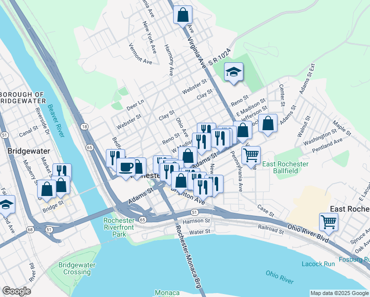 map of restaurants, bars, coffee shops, grocery stores, and more near 316 Jefferson St in Rochester