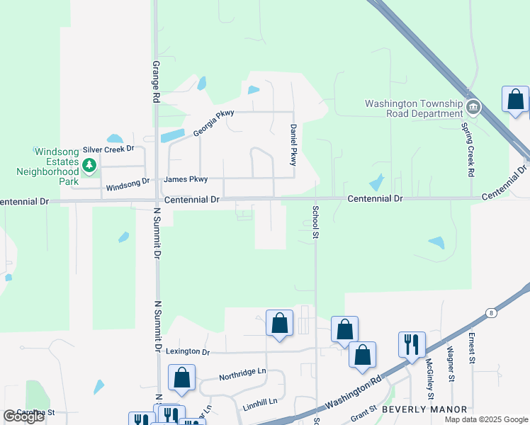 map of restaurants, bars, coffee shops, grocery stores, and more near 102 Thomas Court in Washington