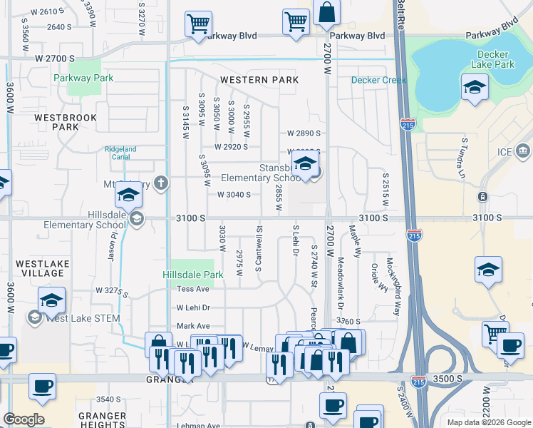 map of restaurants, bars, coffee shops, grocery stores, and more near in West Valley City
