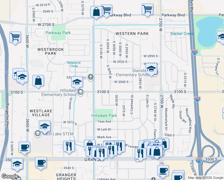 map of restaurants, bars, coffee shops, grocery stores, and more near in West Valley City