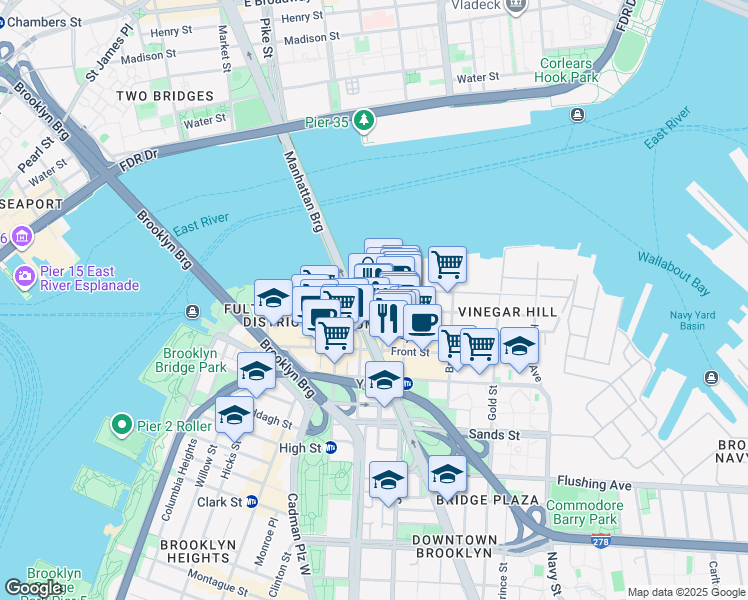 map of restaurants, bars, coffee shops, grocery stores, and more near in Brooklyn