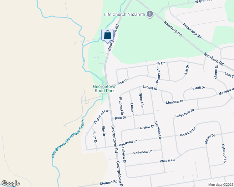 map of restaurants, bars, coffee shops, grocery stores, and more near 469 West Locust Lane in Nazareth