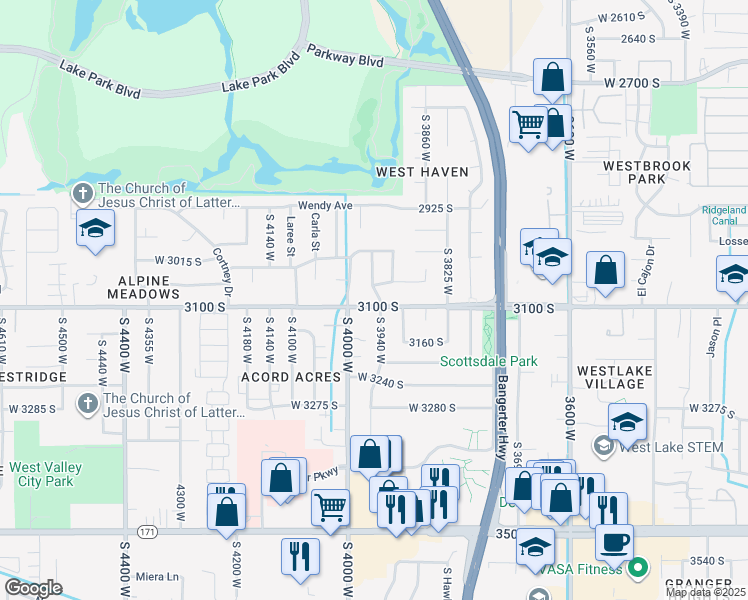 map of restaurants, bars, coffee shops, grocery stores, and more near 3084 Royal Wulff Lane in Salt Lake City
