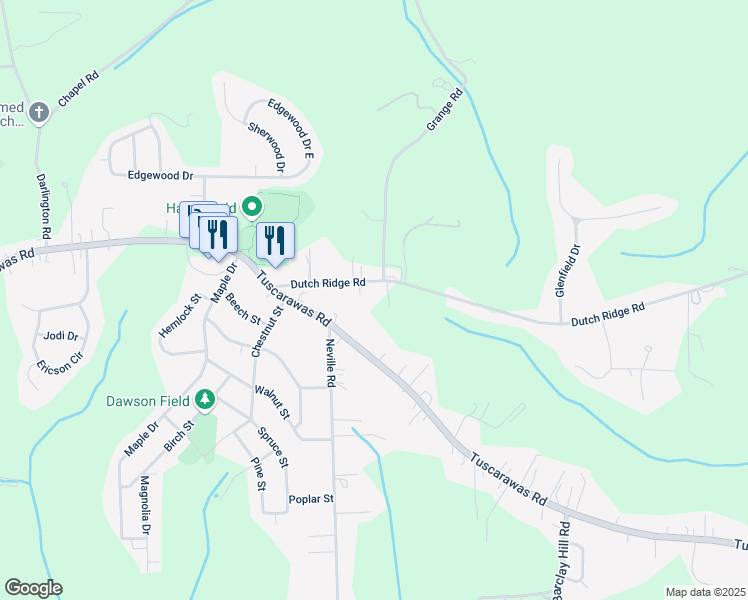 map of restaurants, bars, coffee shops, grocery stores, and more near 5465 Dutch Ridge Road in Beaver