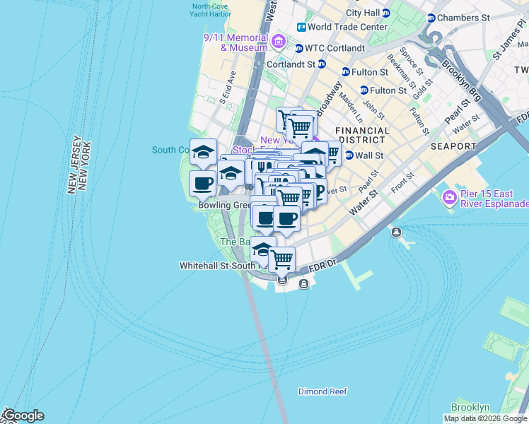 map of restaurants, bars, coffee shops, grocery stores, and more near in New York