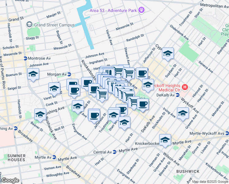 map of restaurants, bars, coffee shops, grocery stores, and more near in Brooklyn