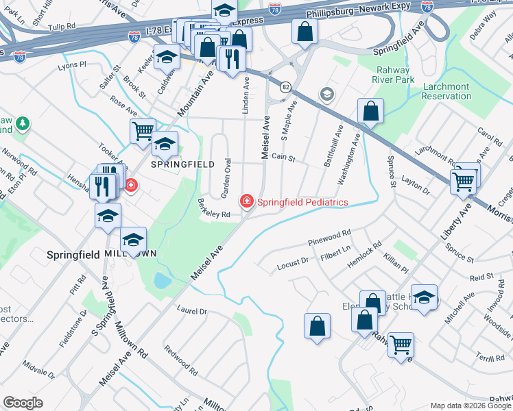 map of restaurants, bars, coffee shops, grocery stores, and more near 185 Meisel Avenue in Springfield