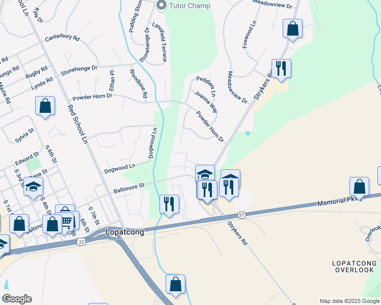 map of restaurants, bars, coffee shops, grocery stores, and more near 285 Rainbow Way in Phillipsburg