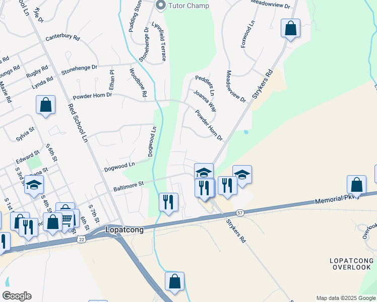 map of restaurants, bars, coffee shops, grocery stores, and more near 338 Shannon Street in Phillipsburg
