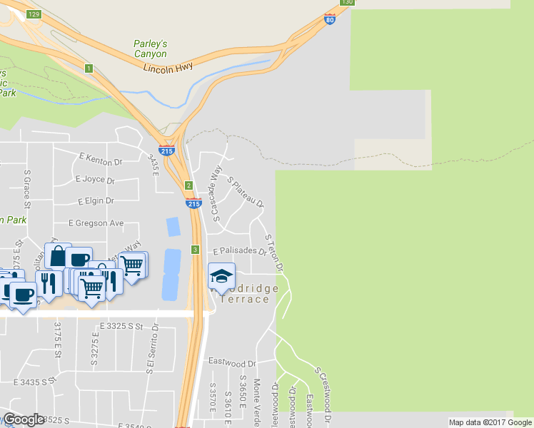 map of restaurants, bars, coffee shops, grocery stores, and more near 3061 South Plateau Drive in Salt Lake City